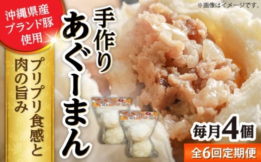 【全6回定期便】あぐーまん 4個入り (2個入り×2P) 肉まん 豚まん 点心 お取り寄せ 冷凍 沖縄市 / 豚々茶舗 [BCBL027]
