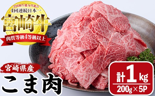宮崎牛 こま肉(計1kg・200g×5) 牛肉 お肉 黒毛和牛 ブランド和牛 こま切れ 国産 冷凍 【MF-8】【エムファーム】