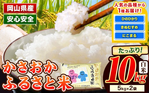 【令和7年11月発送】【先行予約】米 令和7年産 10kg ふるさと米 備中笠岡 人気品種をお届け！ 国産 ヒノヒカリ にこまる きぬむすめ お米 ブランド米 ふっくら ハリ おにぎり 弁当 発送時期が選べる 単一原料米 検査済み お取り寄せ 送料無料 岡山県産