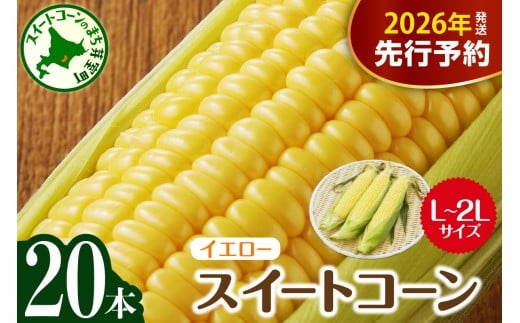 【先行受付】【2026年7月下旬～8月中旬頃配送】北海道十勝芽室町 とうもろこし スイートコーン20本 イエロー種 me002-014c-26 685311 - 北海道芽室町