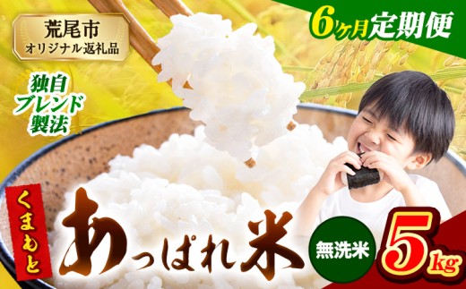【6ヶ月定期便】熊本県産 くまもとあっぱれ米 ブレンド米 5kg 熊本県産 ふるさと納税 無洗米 精米 米 こめ ふるさとのうぜい コメ お米 おこめ《お申込み月の翌月から発送予定》 2271919 - 熊本県荒尾市