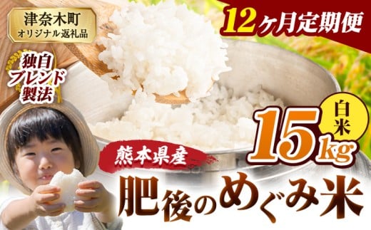 【12ヶ月定期便】白米 熊本県産 ブレンド米 肥後のめぐみ米 15kg 熊本県産 ふるさと納税 精米 米 こめ ふるさとのうぜい コメ お米 おこめ《申込月の翌月から出荷開始》