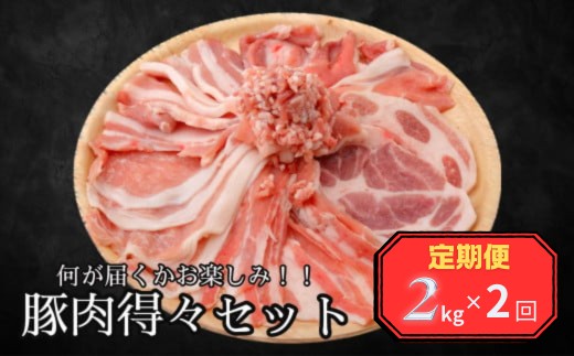 [定期便]何が届くかお楽しみ!!豚肉得々セット 2kg分[2回発送]