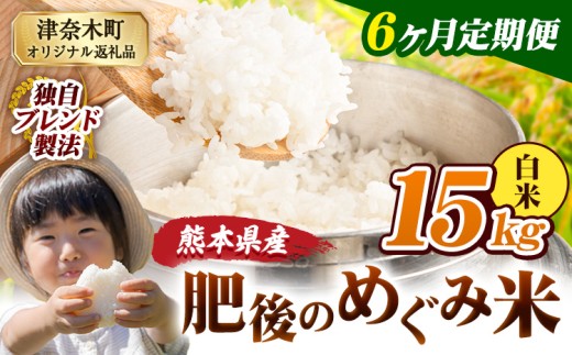 【6ヶ月定期便】白米 熊本県産 ブレンド米 肥後のめぐみ米 15kg 熊本県産 ふるさと納税 精米 米 こめ ふるさとのうぜい コメ お米 おこめ《申込月の翌月から出荷開始》