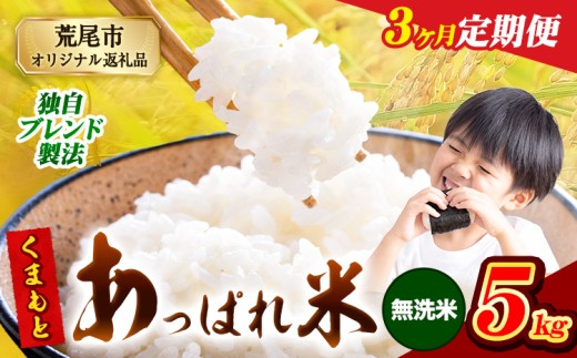 【3ヶ月定期便】熊本県産 くまもとあっぱれ米 ブレンド米 5kg 熊本県産 ふるさと納税 無洗米 精米 米 こめ ふるさとのうぜい コメ お米 おこめ《お申込み月の翌月から発送予定》 2271910 - 熊本県荒尾市