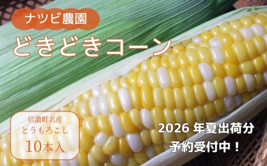 2026年夏の早期予約受付開始！ナツビ農園『どきどきコーン』10本セット（約4.5kg相当）生でも食べられる信濃町名産とうもろこし／白と黄色のバイカラー品種 令和8年7月下旬～8月下旬に随時出荷【長野県信濃町ふるさと納税】 2187591 - 長野県信濃町