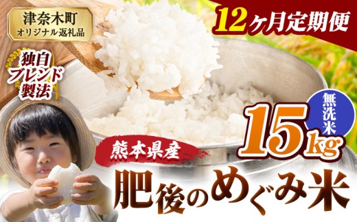 【12ヶ月定期便】無洗米 熊本県産 ブレンド米 肥後のめぐみ米 15kg 熊本県産 ふるさと納税 精米 米 こめ ふるさとのうぜい コメ お米 おこめ《申込月の翌月から出荷開始》