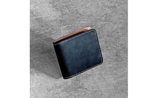 栃木レザー使用｜やわらか本革二つ折り財布｜Half wallet 02C｜ブラック｜minca（全6色）