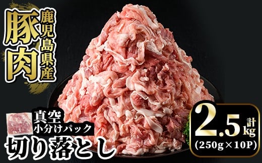 A5-033-B 国産！鹿児島県産豚肉切り落とし真空小分け 250g×10P(計2.5kg)【肉の豊楽】霧島市 豚肉 ぶたにく 豚 小分け 切り落とし 真空パック 切落し 冷凍