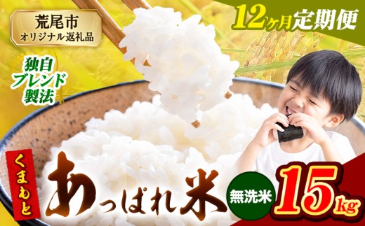 【12ヶ月定期便】熊本県産 くまもとあっぱれ米 ブレンド米 15kg 熊本県産 ふるさと納税 無洗米 精米 米 こめ ふるさとのうぜい コメ お米 おこめ《お申込み月の翌月から発送予定》