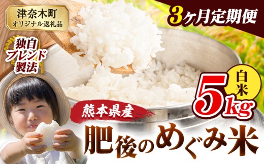 【3ヶ月定期便】白米 熊本県産 ブレンド米 肥後のめぐみ米 5kg 熊本県産 ふるさと納税 精米 米 こめ ふるさとのうぜい コメ お米 おこめ《申込月の翌月から出荷開始》 2270365 - 熊本県津奈木町
