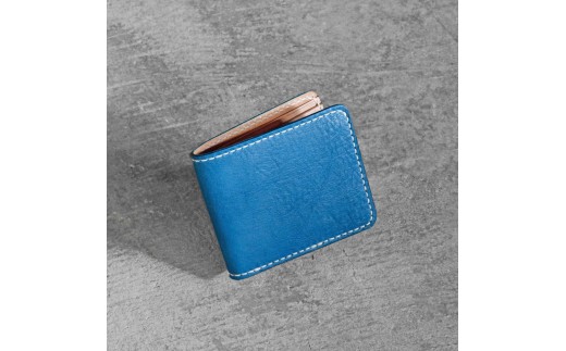 栃木レザー使用｜やわらか本革二つ折り財布｜Half wallet 02C｜ブルー｜minca（全6色）