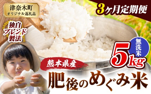 【3ヶ月定期便】無洗米 熊本県産 ブレンド米 肥後のめぐみ米 5kg 熊本県産 ふるさと納税 精米 米 こめ ふるさとのうぜい コメ お米 おこめ《申込月の翌月から出荷開始》 2270366 - 熊本県津奈木町