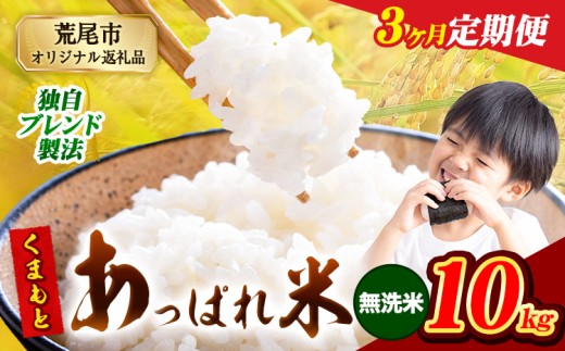 【3ヶ月定期便】熊本県産 くまもとあっぱれ米 ブレンド米 10kg 熊本県産 ふるさと納税 無洗米 精米 米 こめ ふるさとのうぜい コメ お米 おこめ《お申込み月の翌月から発送予定》 2271912 - 熊本県荒尾市