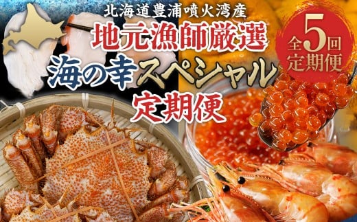 【定期便5回】海鮮地元漁師厳選 噴火湾産 海の幸 スペシャル 北海道 豊浦 うに いくら ホタテ 毛ガニ【 ふるさと納税 人気 おすすめ ランキング 魚介類 カニ 毛がに 毛蟹 魚介類 うに 雲丹 えび いくら 定期便 おいしい 美味しい 甘い 送料無料 】 TYUR028 1543085 - 北海道豊浦町