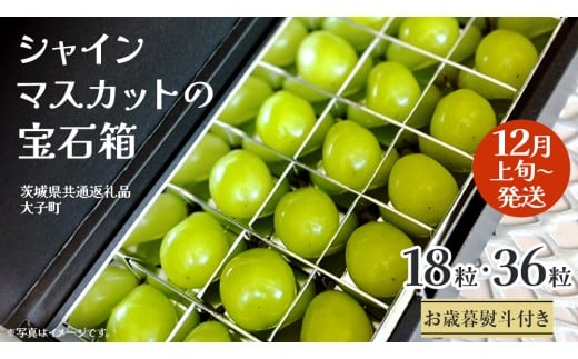 [ 選べる 内容量 ][ お歳暮 熨斗付き ] シャインマスカット の宝石箱 18粒 / 36粒 [2025年12月上旬発送開始](茨城県共通返礼品:大子町) ぶどう 葡萄 フルーツ 果物 贈答用 ギフト 贈り物