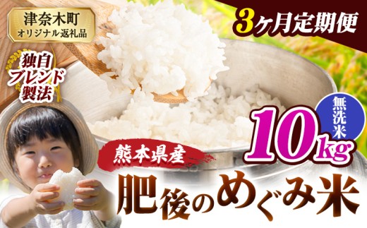 【3ヶ月定期便】無洗米 熊本県産 ブレンド米 肥後のめぐみ米 10kg 熊本県産 ふるさと納税 精米 米 こめ ふるさとのうぜい コメ お米 おこめ《申込月の翌月から出荷開始》