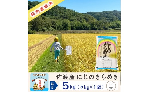 【新米予約 6か月定期便】佐渡島産にじのきらめき 白米5Kg 令和7年 特別栽培米 農家直送 2267277 - 新潟県佐渡市