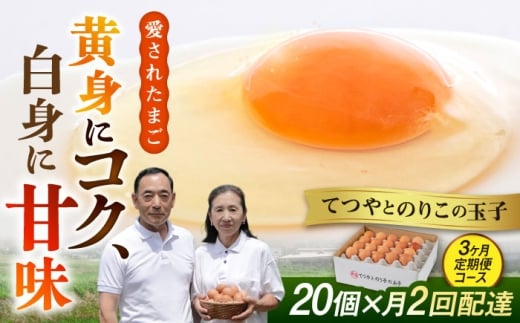 《月2回 × 20個  3ヶ月コース》卵 てつやとのりこの玉子  全6回定期便 糸島市 / 板垣ファーム 卵 たまご 玉子 鶏卵 卵かけご飯 便利 定期便 定期購入 [AWD012]