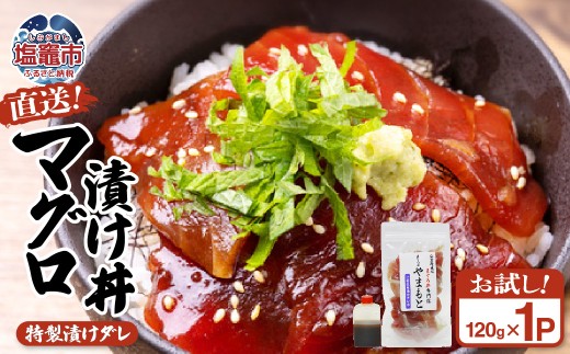 【直送マグロ使用】お試し まぐろパック 特製漬けタレ付き 120ｇ×1パック 塩竈市 塩釜 TUNA まぐろ屋やまもと | tu00001-1s