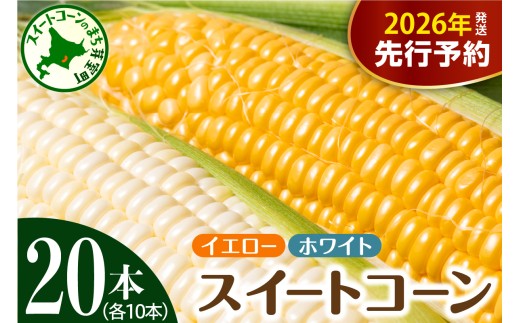 【先行受付】【2026年7月下旬～8月中旬頃配送】北海道十勝芽室町 とうもろこし イエロー種10本 ホワイト種10本 me002-016c-26 982055 - 北海道芽室町