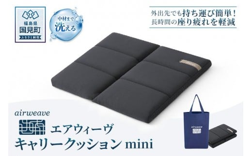 エアウィーヴ キャリークッションmini | airweave おすすめ エアウィーブ air weave 洗える 洗濯 クッション 座布団 椅子 持ち運び ベルト付き