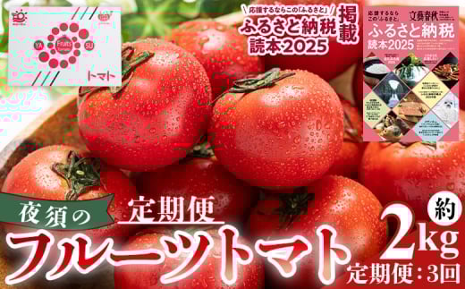 【3回定期便】夜須のフルーツトマト 約2kg【旅サラダに取り上げられました！】 先行予約受付 トマト 定期便 フルーツトマト 定期便 期間限定 季節限定 野菜 やさい フルティカ 完熟 小ぶり 小さめ 糖度 熨斗 のし対応可 贈り物 おやつ サラダ フレッシュ 新鮮 送料無料 産地直送 高知県 香南市 Wyu-0027