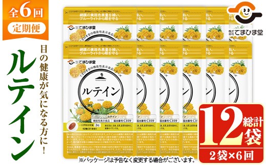 No.1283 [定期便・全6回(隔月)]ルテイン(計744粒・62粒×2袋×6回)鹿児島 日置市 健康食品 加工食品 サプリ サプリメント 栄養バランス 食生活 安心安全 目 定期便 頒布会[てまひま堂][900][1291][1033]