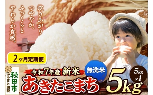 《令和7年産 新米先行受付》《定期便2ヶ月》 米 あきたこまち 5kg 【無洗米】 秋田県産 2271224 - 秋田県秋田市