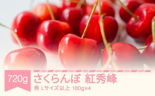 【先行予約】さくらんぼ 紅秀峰 秀 Lサイズ以上 720g (180g×4) 山形県産 2026年産 フルーツ 果物 くだもの サクランボ ※沖縄・離島への配送不可 sb-bsslx800 1929659 - 山形県村山市