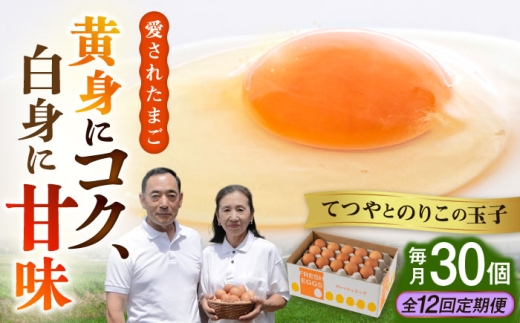 【全12回定期便】てつやとのりこの 玉子　30個 × 12ヶ月　糸島 / 板垣ファーム たまご 卵12か月  [AWD010]