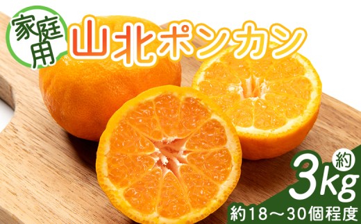 山北ポンカン 家庭用 3kg(約18～30個程度) - ぽんかん ﾎﾟﾝｶﾝ 果物 フルーツ 柑橘類 ぽんかん ミカン 蜜柑 訳アリ わけあり 生産者応援 甘い おいしい 美味しい 山北みらい 高知県 香南市 yk-0055 2270174 - 高知県香南市