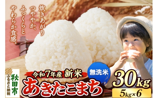 《令和7年産 新米先行受付》 米 あきたこまち 30kg（5kg×6袋） 【無洗米】 秋田県産