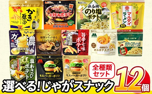 [訳あり セットが選べる!] お試し 訳アリ じゃがスナック [アソート・全種類セット] (12袋・1袋最大50g) 簡易梱包 お菓子 おかし スナック おつまみ モスバーガー テリヤキ わさび 七味 チーズ ガーリック バター オタフクソース 食べ比べ 送料無料 常温保存 [man227-A][味源]