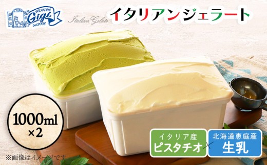 【味違いセット】ジェラテリアGigiのイタリアンジェラート 1000ml×2『ピスタチオ×生乳』