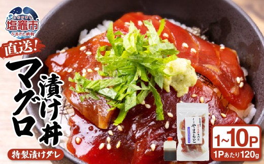 【直送マグロ使用】まぐろパック 特製漬けタレ付き お試し 120ｇ×(1~10パック) 塩竈市 塩釜 TUNA まぐろ屋やまもと