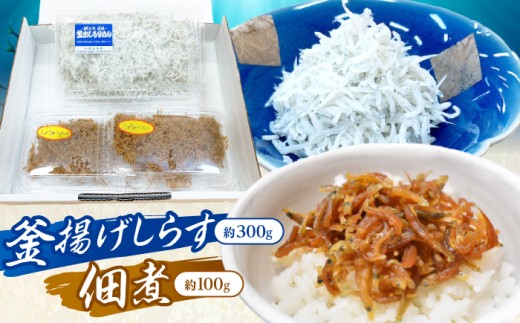 釜揚げしらす（約300g）と佃煮（約100g）セット/森国商店 浜で瞬時に釜出し 高知のしらす【グレイジア株式会社】 [ATAC488]