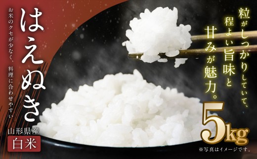 【令和7年産新米】〈白米〉はえぬき 5kg ＜1回のお届け＞  山形県産 新米 お米 【2025年11月上旬発送開始予定】 2272951 - 山形県白鷹町