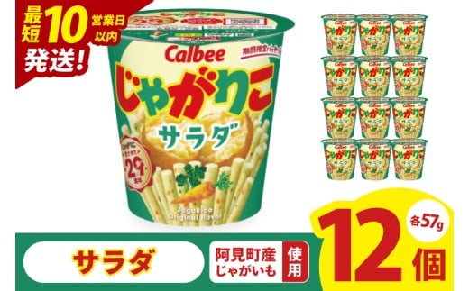 【10営業日以内に出荷】カルビー じゃがりこサラダ （57g） 12個｜Calbee お菓子 菓子 おやつ おかし スナック おつまみ ジャガイモ じゃがいも（93-16）