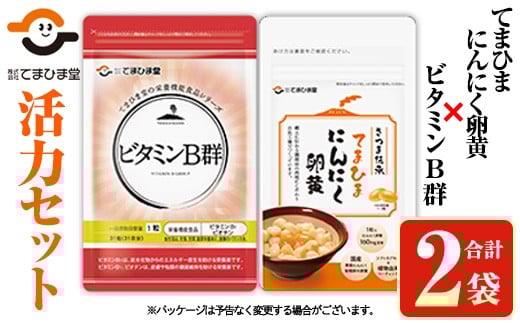 No.1297 活力セット(てまひま にんにく卵黄・ビタミンB群/各1袋) 鹿児島 日置市 ニンニク 健康食品 加工食品 栄養 元気 有精卵 カプセル 手軽に 安全安心【てまひま堂】【899】【1298】