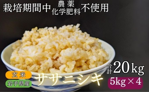 【 2025年 11月下旬より発送】 岩手県産 新米 ササニシキ 玄米 20kg ／ 農薬 化学肥料 ：栽培期間中 不使用 武田家のお米【米農家 仁左ェ門】 米 こめ コメ ご飯 ライス おにぎり 弁当 単一原料米 20キロ ２０kg 産地直送 農家直送 国産 おすすめ 人気