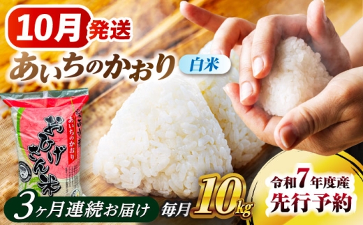 【3回定期便】  【10月発送開始】   あいちのかおり 白米 10kg×3ヵ月 愛西市 / 脇野コンバイン  米 お米 コメ [AECP007-10]