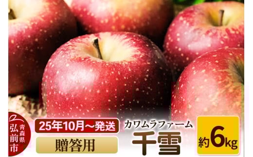 【25年10月～発送】りんご  千雪 約6kg カワムラファーム 贈答用【先行受付】 青森 果物 フルーツ 林檎 リンゴ くだもの 予約【レビューキャンペーン】