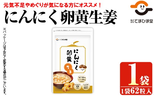 No.1293 てまひま にんにく卵黄生姜(62粒入×1袋) 鹿児島 日置市 ニンニク 健康食品 栄養 元気 カプセル 安全安心 生姜 サプリ[てまひま堂][1285][1028]