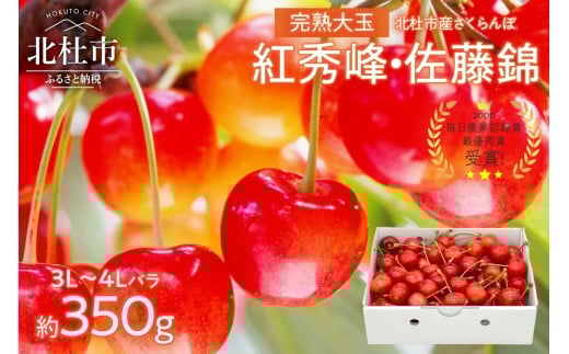 [2026年発送 先行予約]完熟大玉・さくらんぼ(3L〜4Lバラ 約350g) 佐藤錦 紅秀峰 優良系統 チェリー 果物 やまなしGAP認証 フルーツ グランプリ ※2026年6月中旬以降順次発送 岩原果樹園 山梨県 北杜市