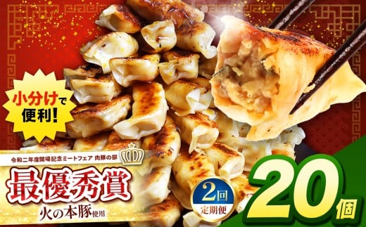 [ 定期便2回 ]火の本豚餃子 (20個×1パック)20個入 | 熊本県 熊本 くまもと 和水町 なごみ 豚肉 火の本豚 地域ブランド ギョウザ ぎょうざ 20個 1パック 冷凍餃子