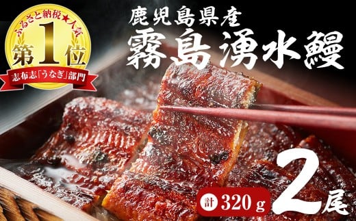【志布志市人気No.1お礼の品】霧島湧水鰻の蒲焼き 160g以上×2尾＜計320g以上＞ うなぎ 鰻 ウナギ 2尾 国産 九州産 蒲焼き かばやき 冷凍 うな重 ひつまぶし タレ 山椒 ランキング 人気 a3-229