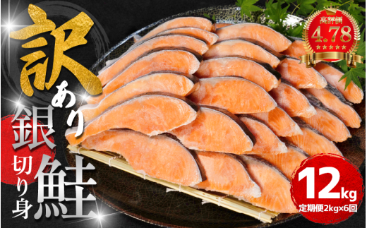 訳あり 鮭 定期便 6回 （2kg × 6回） 計12kg さけ サケ 銀鮭 切り身 切身 サイズ 不揃い サーモン ごはん のお供 おつまみ 酒の肴 魚 魚介 小魚 海鮮 海産物 おかず お米 シャケ 塩銀鮭 塩さけ 塩サケ グルメ 訳アリ 家庭用 弁当 食品 新鮮 冷凍 徳島県 1324717 - 徳島県小松島市