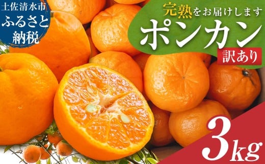 R8.1月下旬発送　訳あり ポンカン３kg（オレンジ園）果物類 デコポンの親 みかん ミカン 柑橘類 果物 果実 フルーツ ぽんかん でこぽん おやつ デザート 甘い 美味しい 家庭用 名物 国産【R01497】 2273706 - 高知県土佐清水市