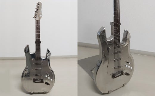 [2026年2月より順次発送予定] ステンレス製 エレキギター オブジェ スタンド付き / 楽器 ギター 弦楽器 音楽 雑貨 置物 置き物 福岡県 筑後市